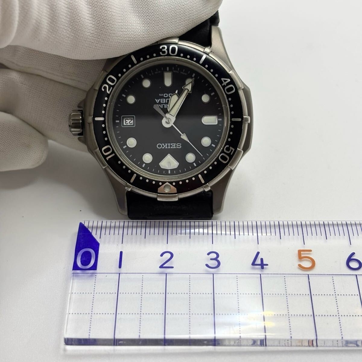 Working SEIKO Titanium SCUBA 7N35 6110 Men’s Wristwatch qz Diver’s Watch