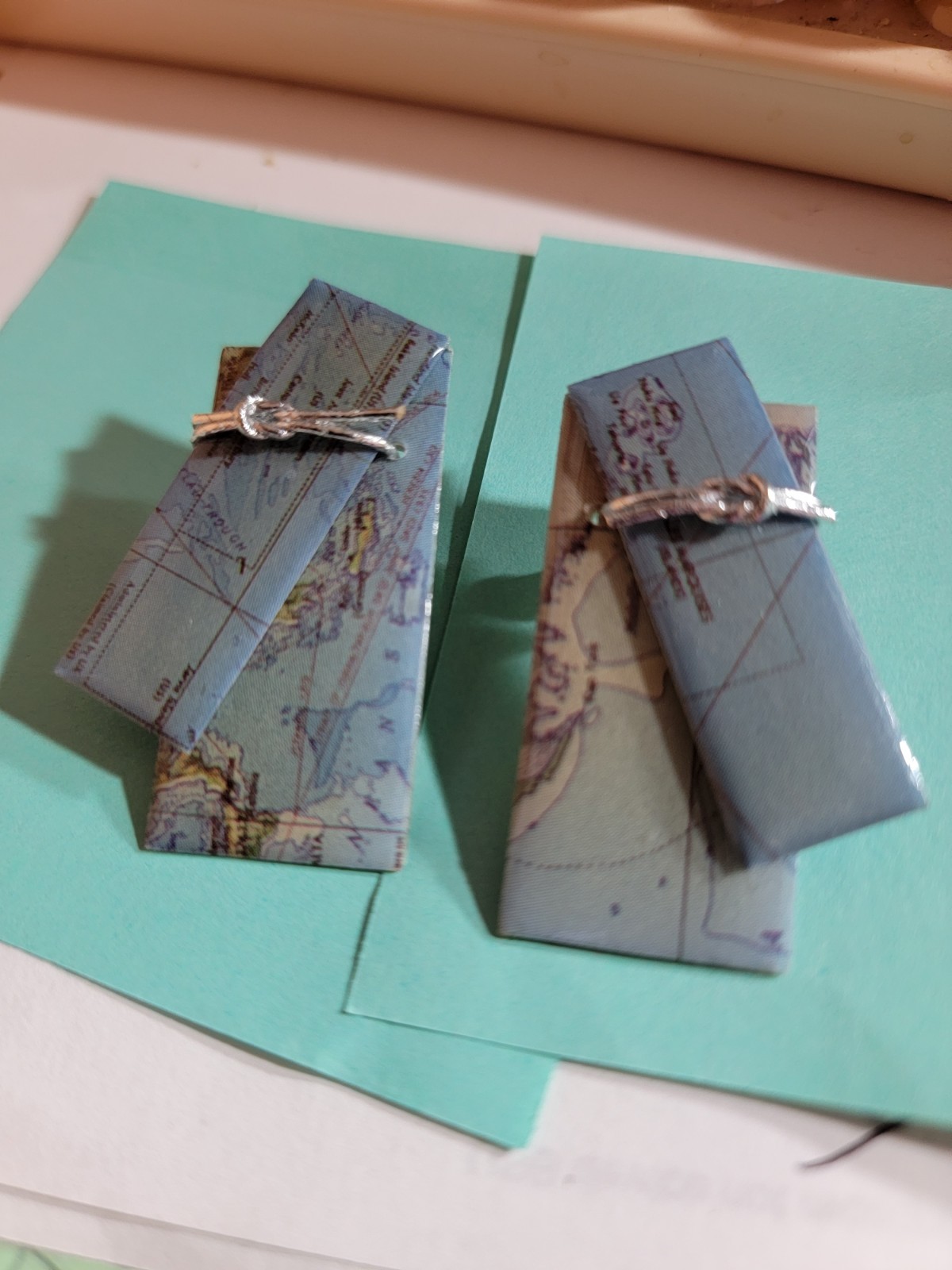 Globe Earrings World Map Pierced 1 3/4″ long Artisan created Enameled Metal