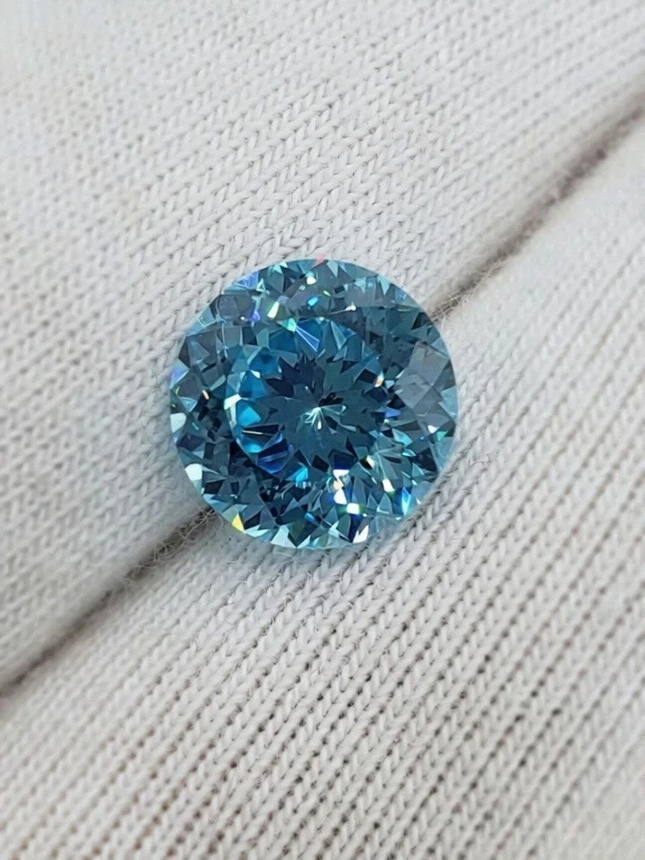 2.00Ct Fancy Vivid Blue Lab Grown Moss Diamond Portuguese Round Cut Loose Stone