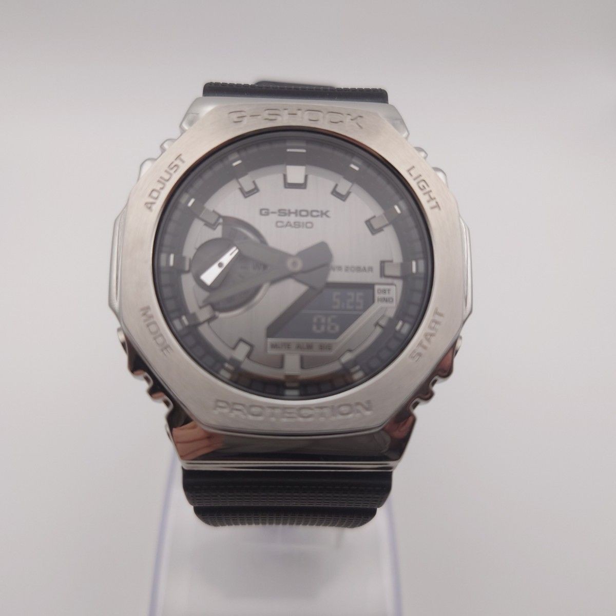 CASIO G SHOCK GM 2100 Metal bezel silver black wristwatch