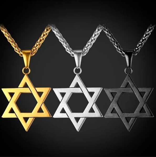 Star of David Necklace Jewish Hexagram Pendant Stainless Steel Unisex