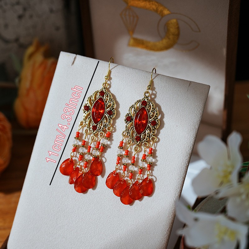 6 Pairs Bohemian Style Tassel Earrings Perfect Natural Stone Jewelry Gift