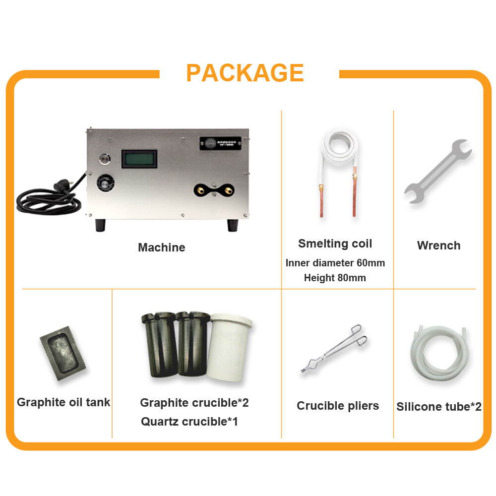 3KW Induction Furnace Metal Melting Smelt Gold Copper Iron 1600℃ 220V 1P