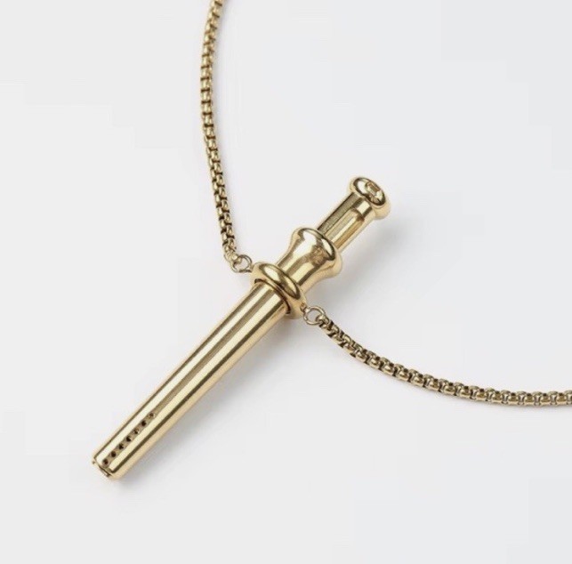 Silver Incognito Compact Mini Bump Straw Pendant Necklace Snuff Tool SNOGO Clone