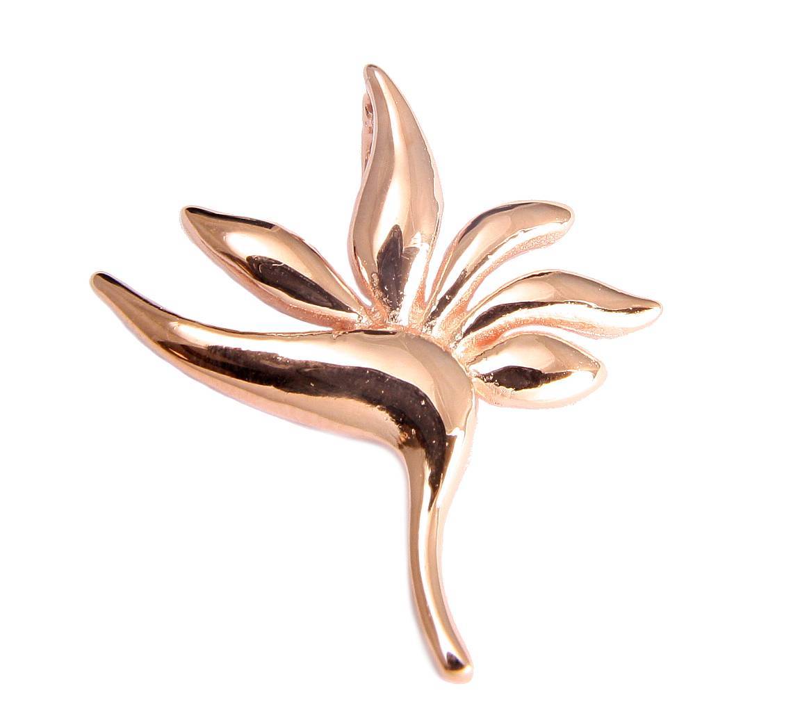 ROSE GOLD PLATED 925 SILVER HAWAIIAN BIRD OF PARADISE FLOWER PENDANT 22.50MM