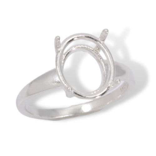 (9x7mm – 14x10mm) Oval Wide Band Sterling .925 Ring Setting (Ring Size 7)