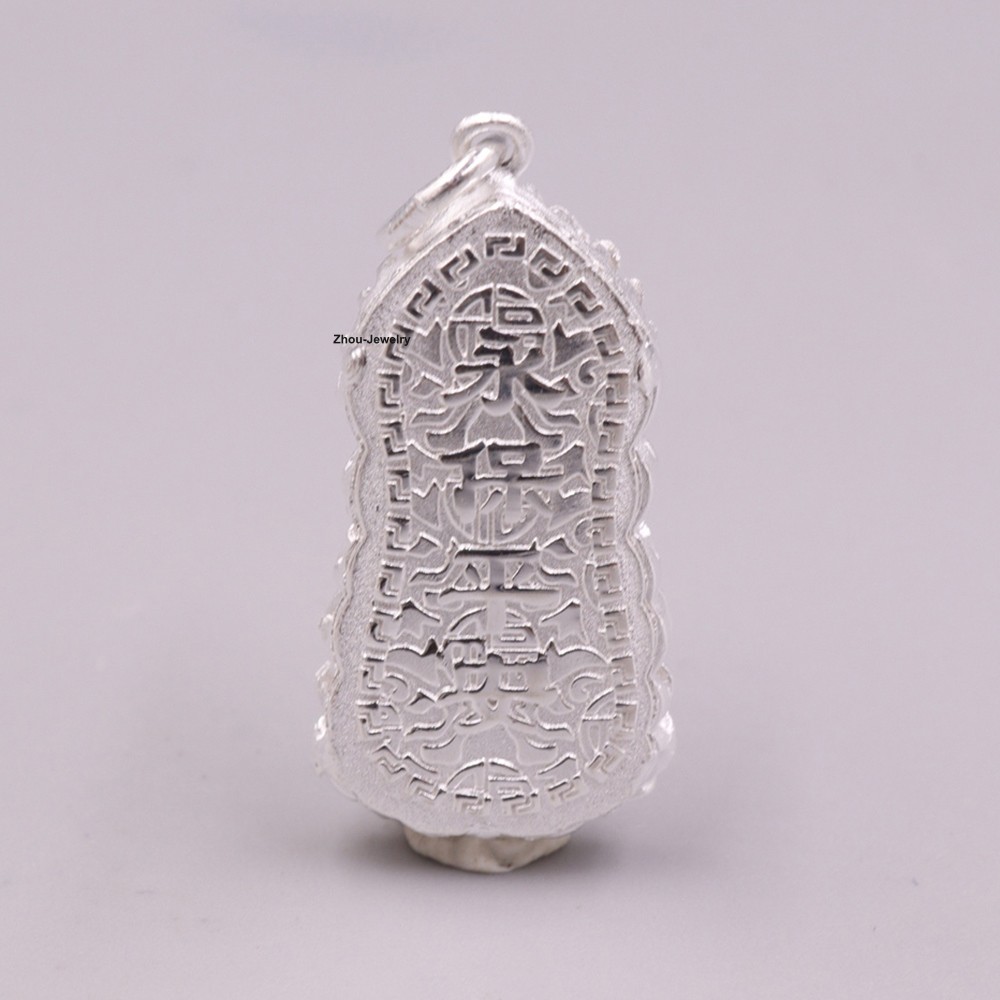 Solid 999 Fine Silver Pendant Buddhist Kwan-yin Lucky Amulet Best Gift Pendant