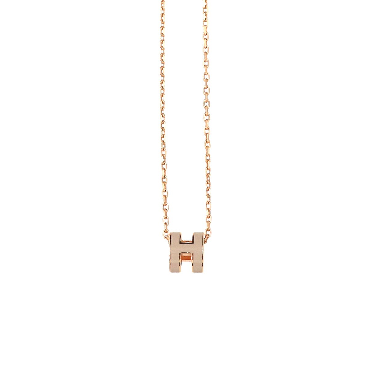 HERMES Mini Pop H Chain Necklace Marron grace Gold Accessory 90330172