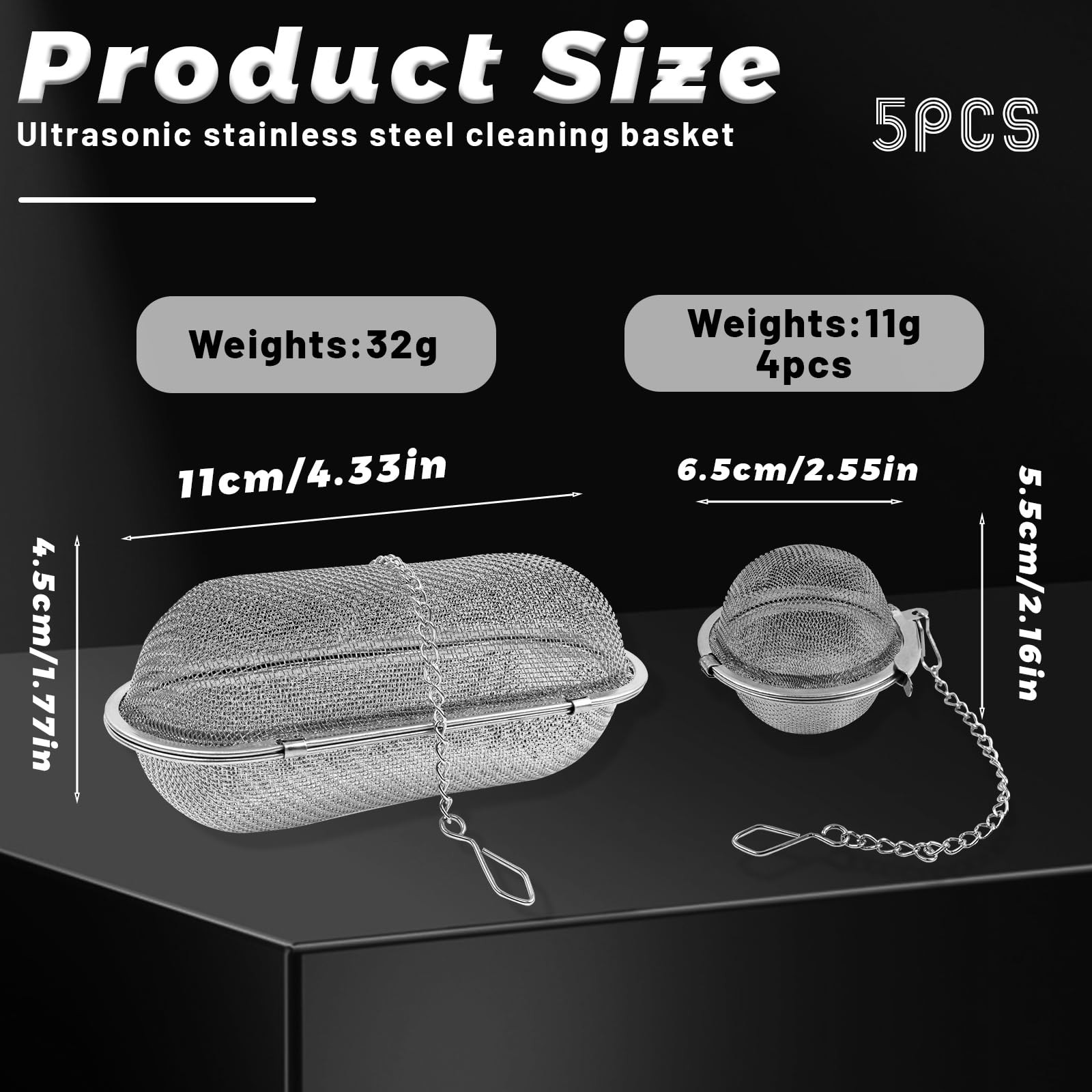 5 Pcs Ultrasonic Cleaner Basket, Stainless Steel Basket for Ultrasonic, Stain…