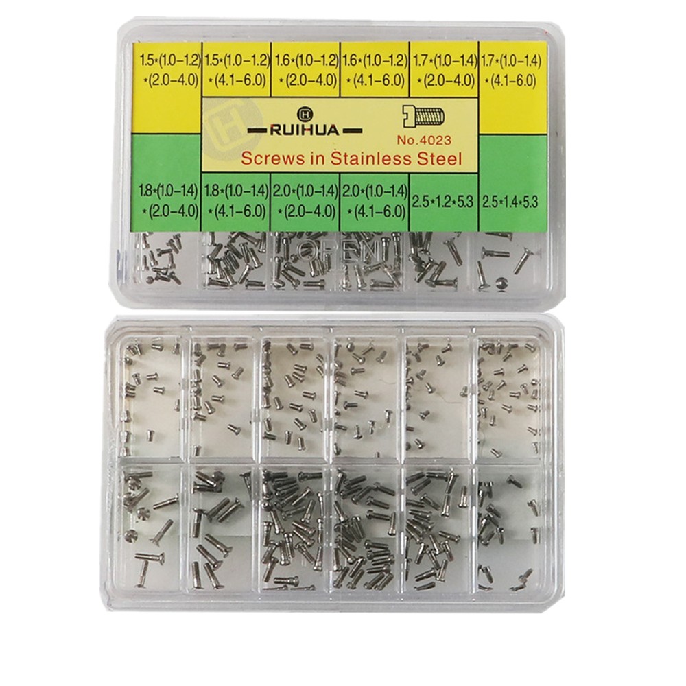120Pcs Stainless Steel Watch Back Case Cover Screws Assortment Sizes Repair Part