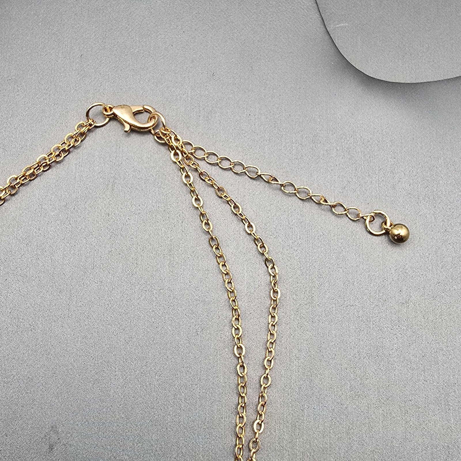 Celestial Star & Moon Teardrop Pendant Layered Necklace 16″ Gold-Tone Adjustable