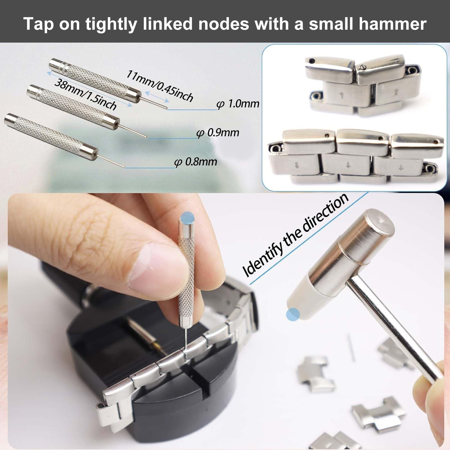 11 PCS Watch Link Removal Kit, Watch Band Sizing Tool for Watch Strap Adjustment
