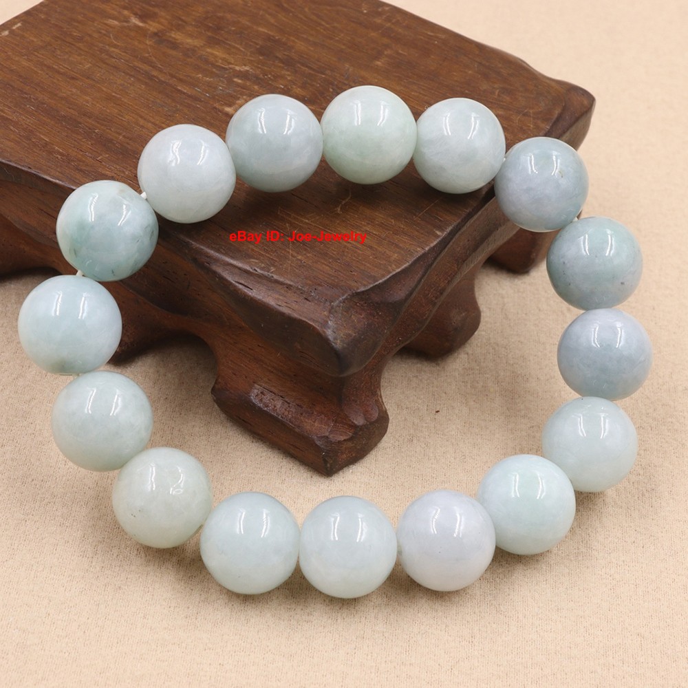 Natural Jadeite Stretch Bracelet Grade A 13mm Jade Bead Handmade Bracelet
