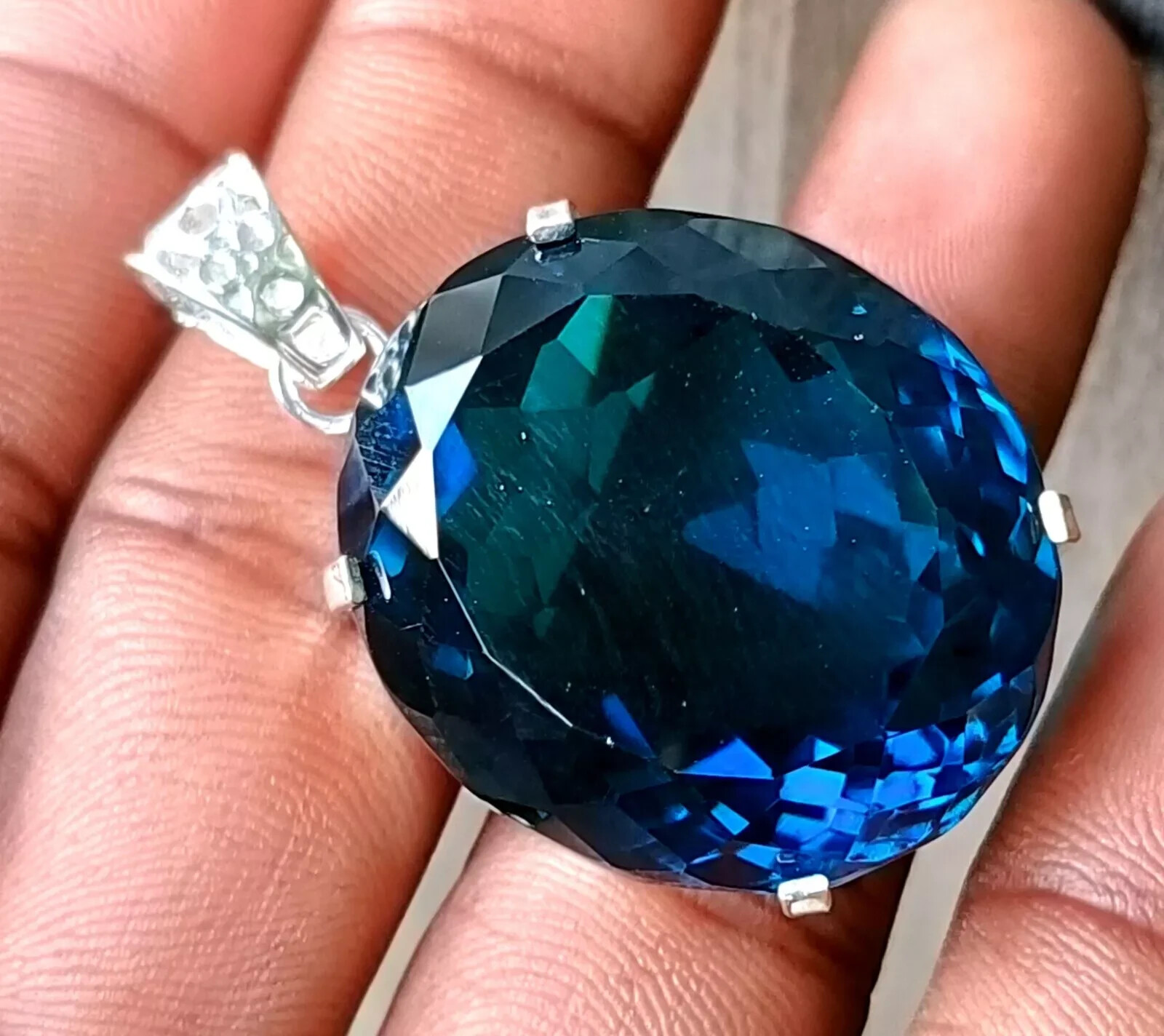 London Blue Topaz Pendant 925 Sterling Silver Pendant Gemstone Jewelry 133 Ct