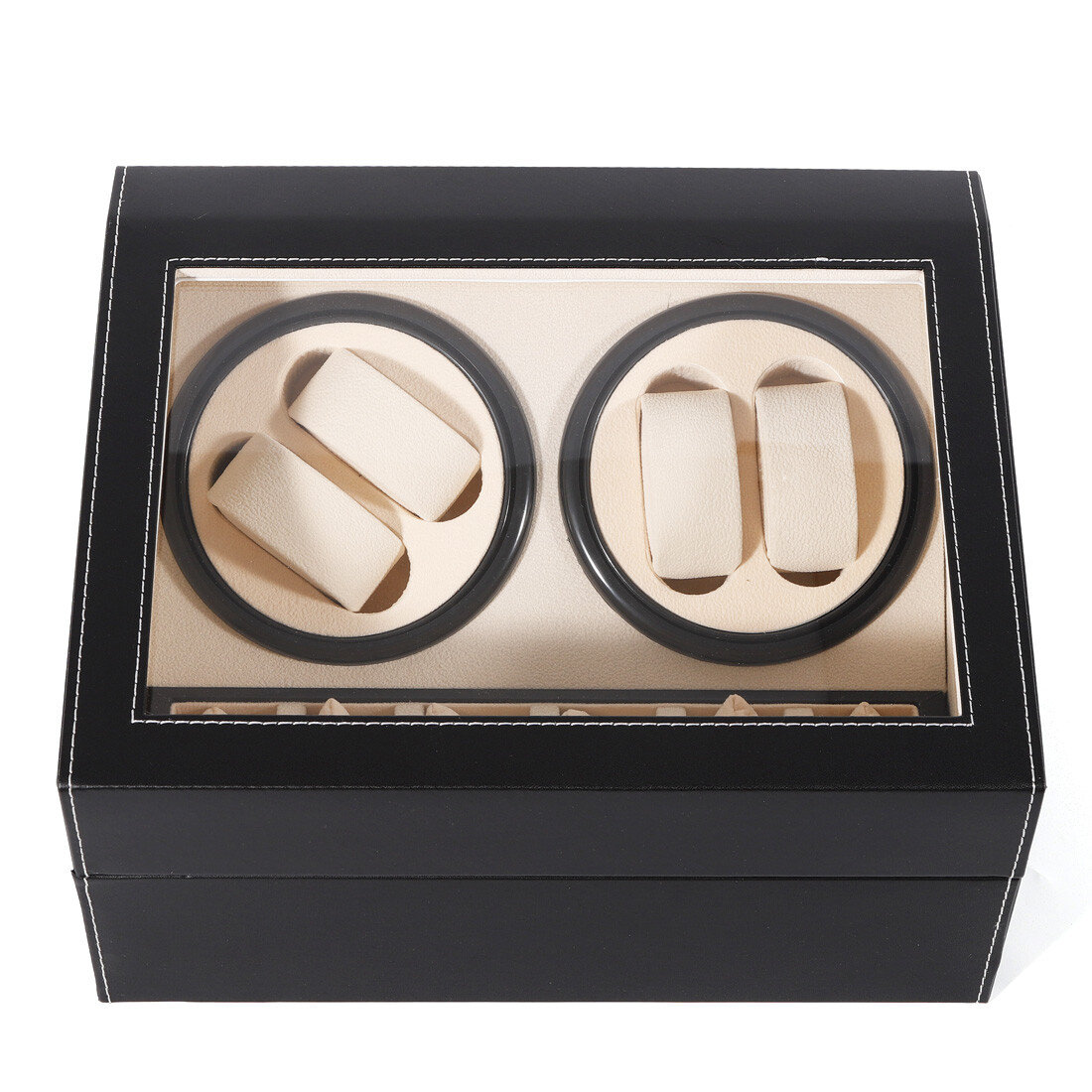 4+6 Automatic Rotation Watch Winder Display Case Wooden Storage Box US