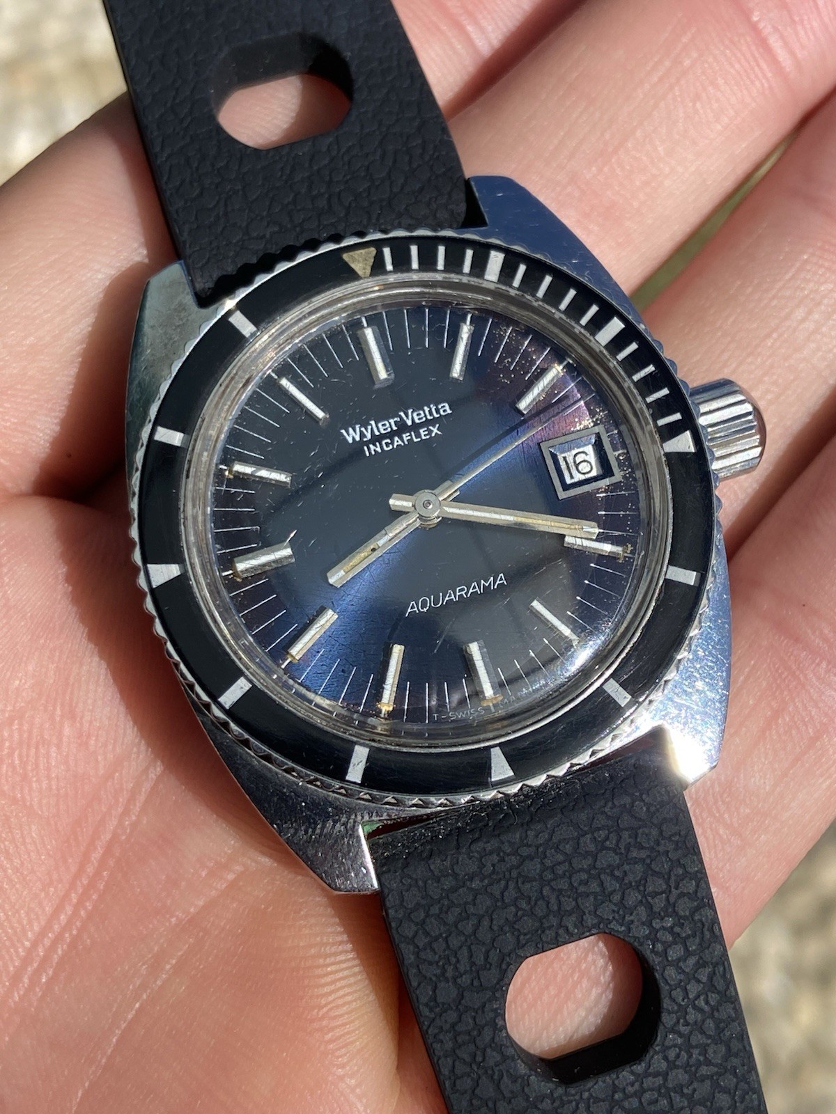 Vintage Rare Wyler Vetta Aquarama Automatic Diver Sub Watch