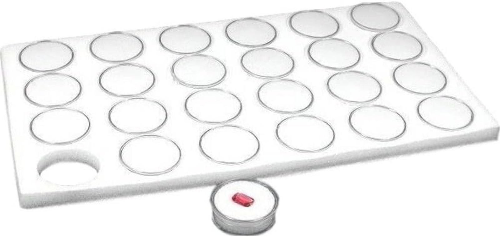 Findingking 24 Gem Jars Gemstone Display Tray White Showcase Travel Case
