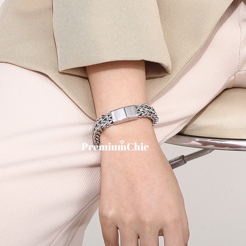 Unisex Stainless Steel Mesh Bracelet Wristband w Magnetic Clasp