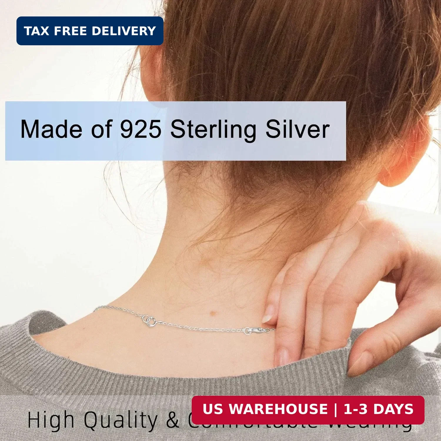 Sterling Silver Necklace Extenders Set – 3 Sizes for Perfect Fit