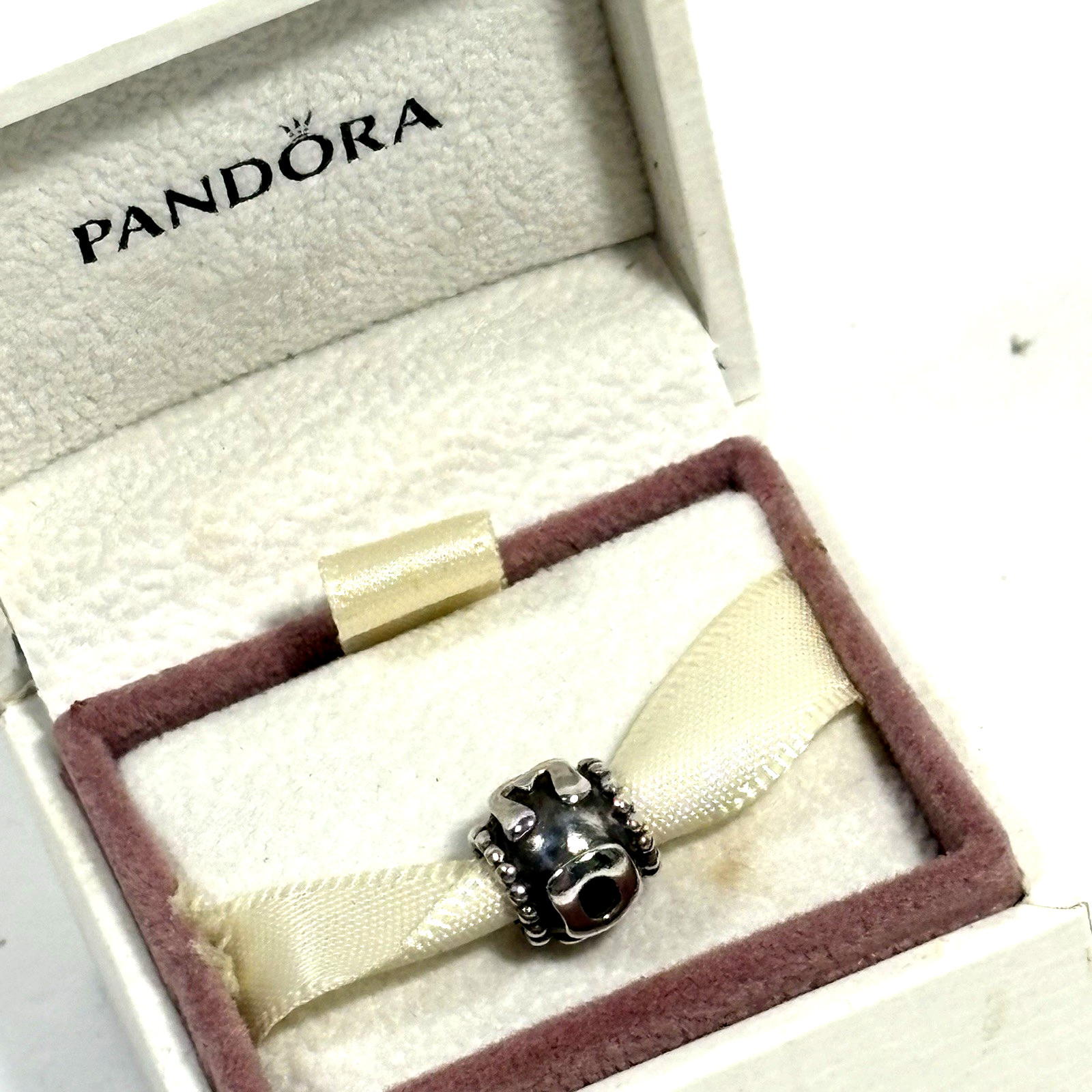 PANDORA “MOM” Mother Charm Bead Sterling Silver 925 Ale 14K Gold Pink CZ w BOX