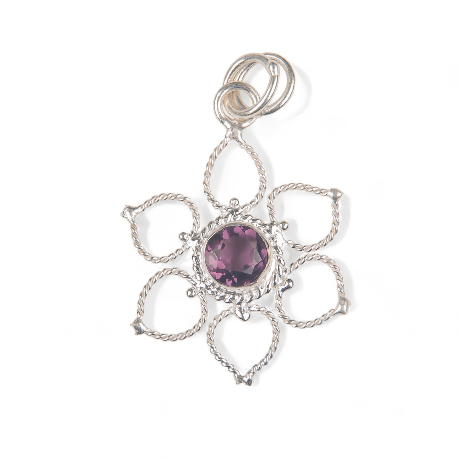 African Amethyst Gemstone Jewelry 925 Silver Handmade Pendant 1.44″ For Mother