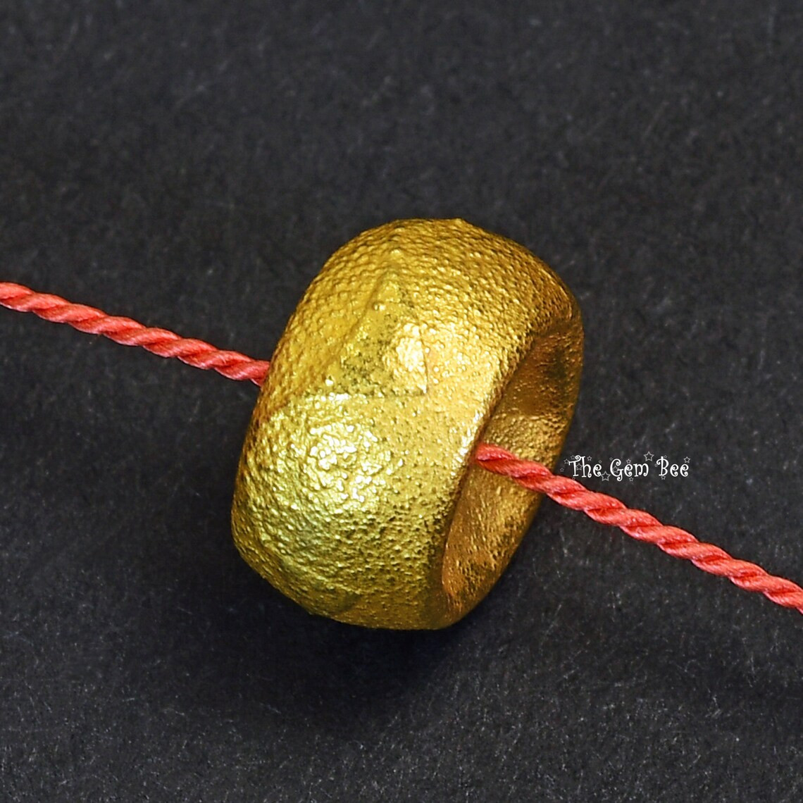 18k Solid Yellow Gold Dipped Finish Textured Rondelle Donut Spacer Bead -1 piece