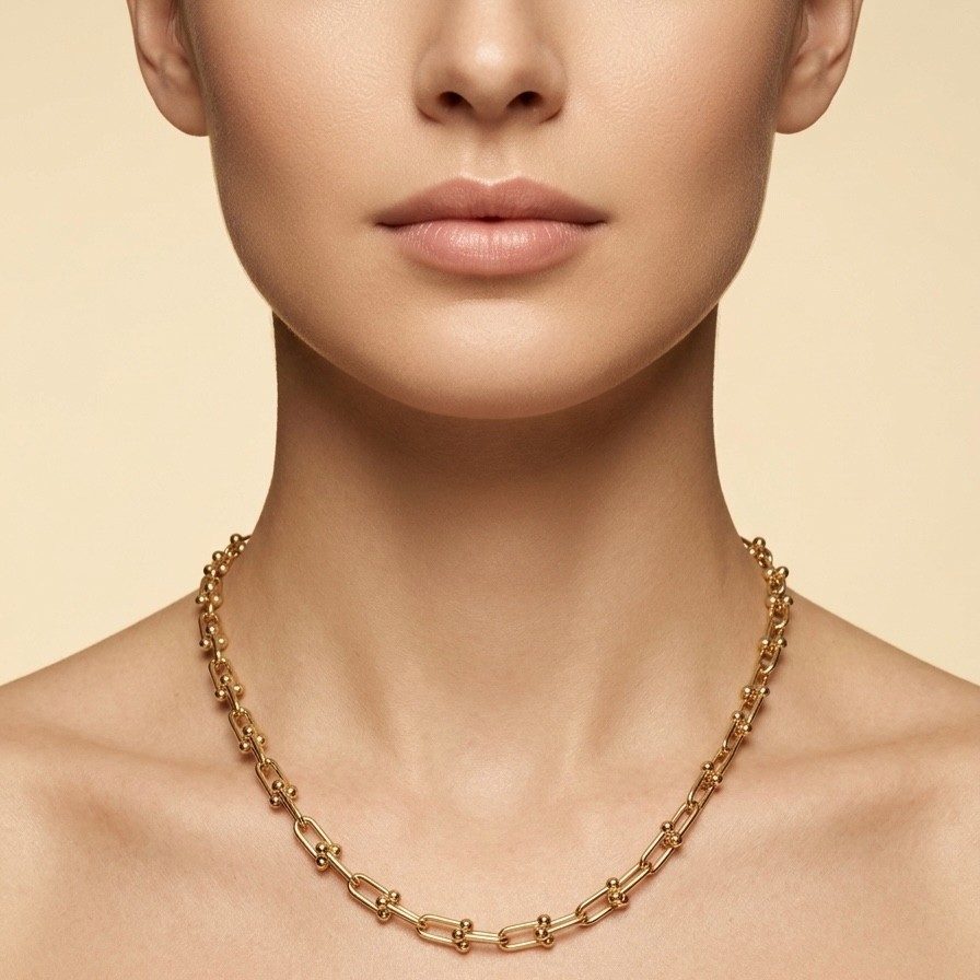 14K Yellow Gold Jax U Link Chain Statement Necklace 16″ 18″, 20″, 22″, 24″ 30″