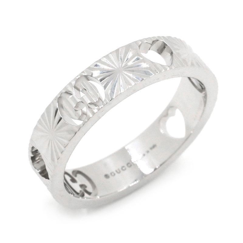 Gucci Icon Heart Ring US 4.5 K18WG Interlocking G Slim GG Logo