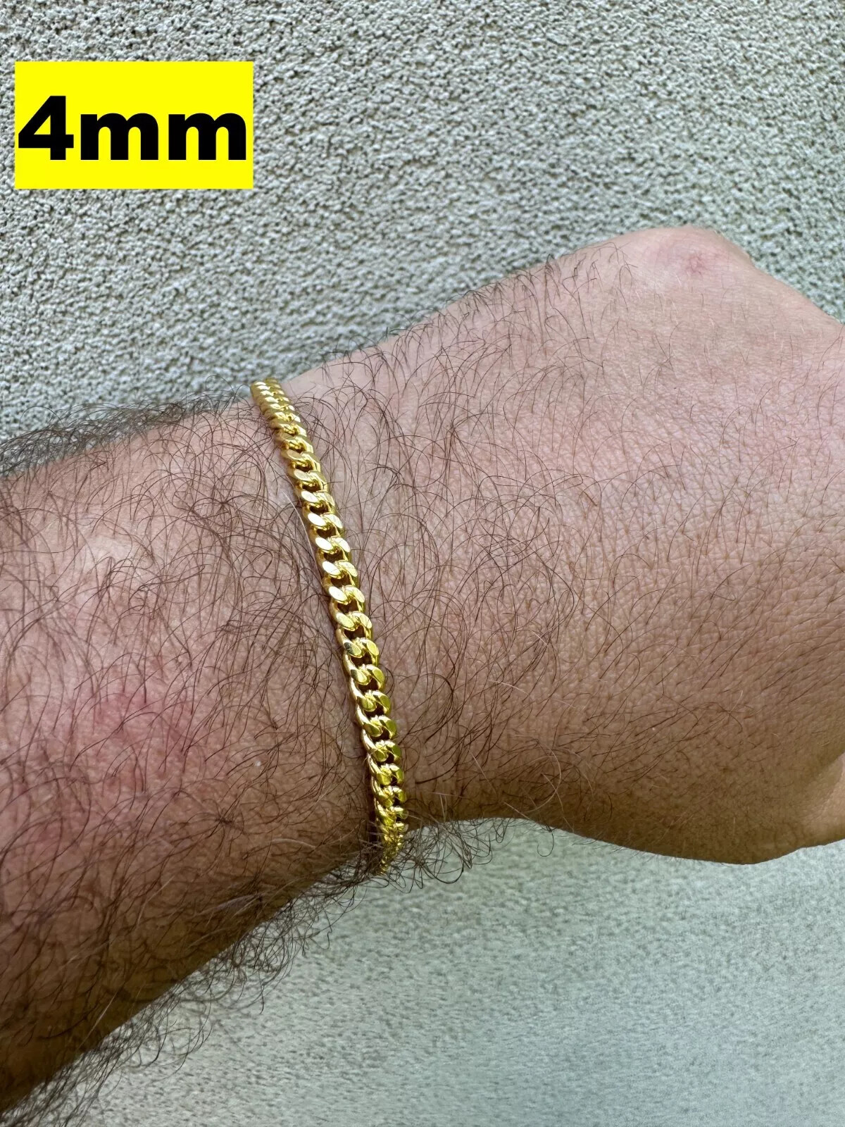 Miami Cuban Link Chain Bracelet 14k Gold Plated Solid 925 Silver Box Lock ITALY