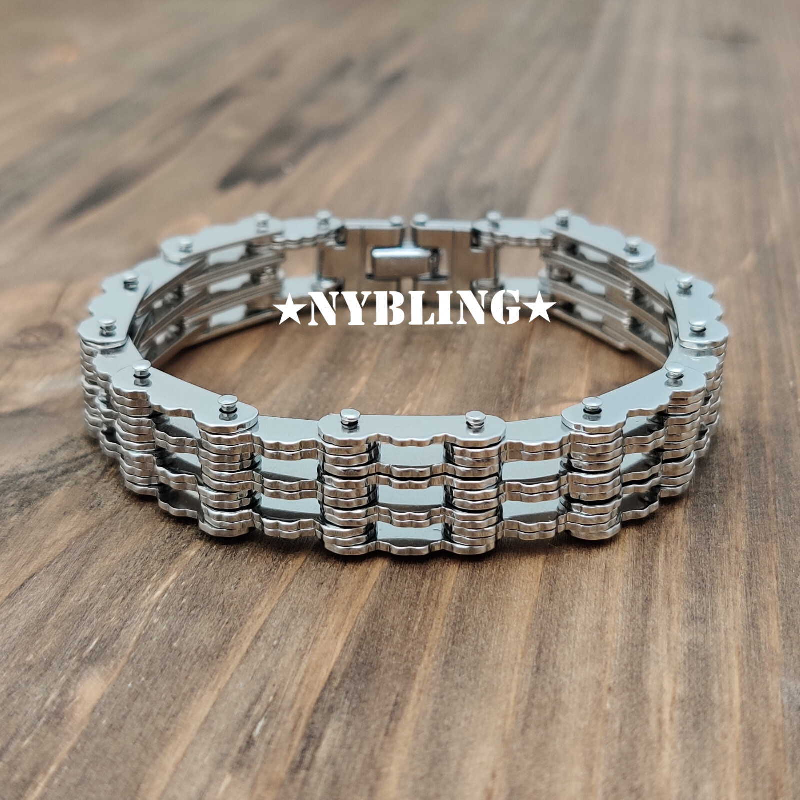 MOTORCYCLE BIKE CHAIN DESIGNER BRACELET 16MM SOLID STAINLESS STEEL Men’s Jewelry