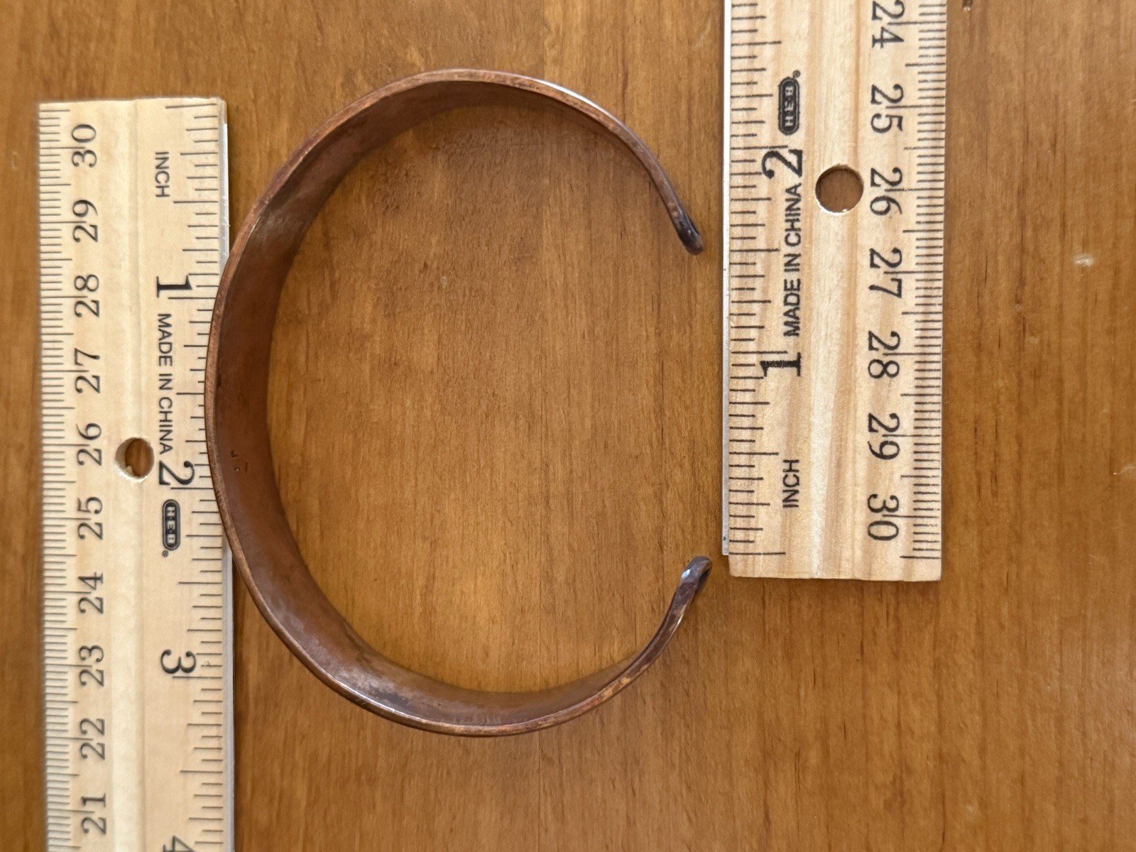 Handmade Copper Bracelet XL 7.2in Cuff + 1.5in Gap Native American Indian (EP)