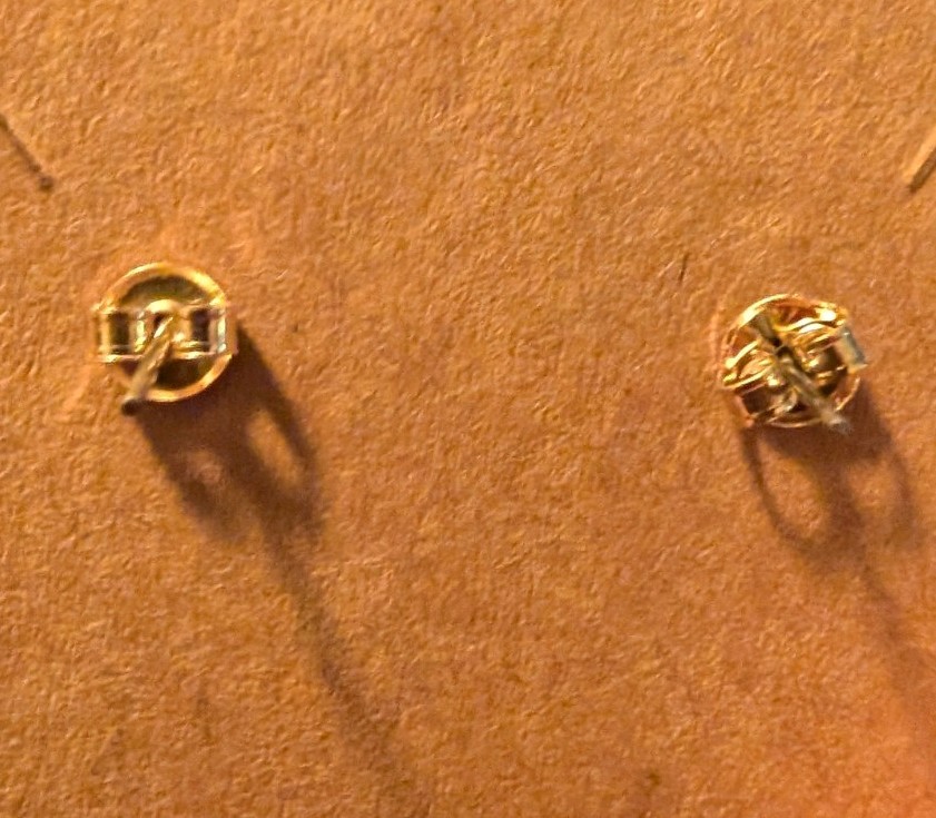 Gold Tone Black Round Sunburst Stud Earrings Metal Butterfly Closure