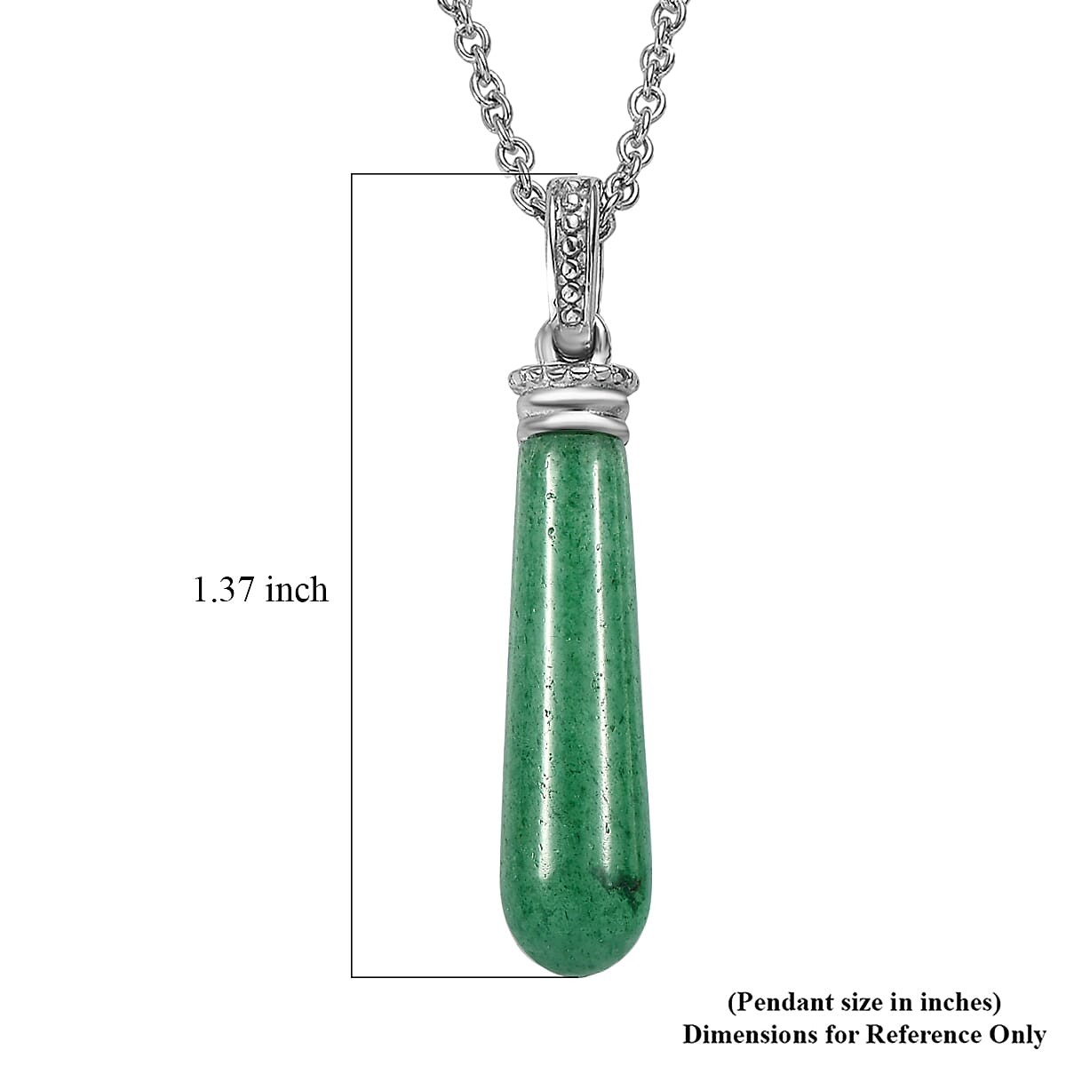 Green Aventurine 6.50 ctw Pendant Necklace in Stainless Steel 20 Inches