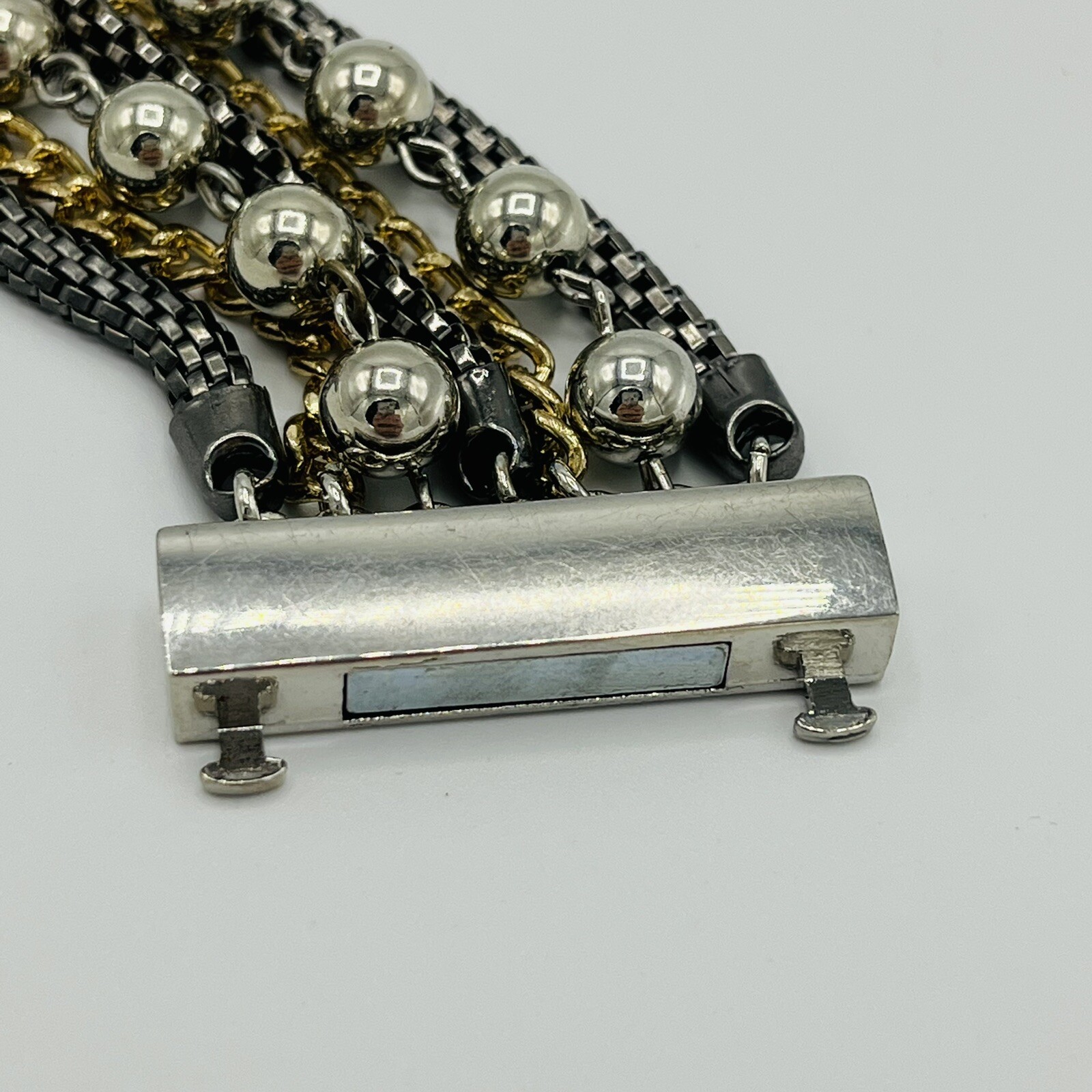 New York And Company Layer Bracelet Chain Black Silver Gold Colors Magnetic