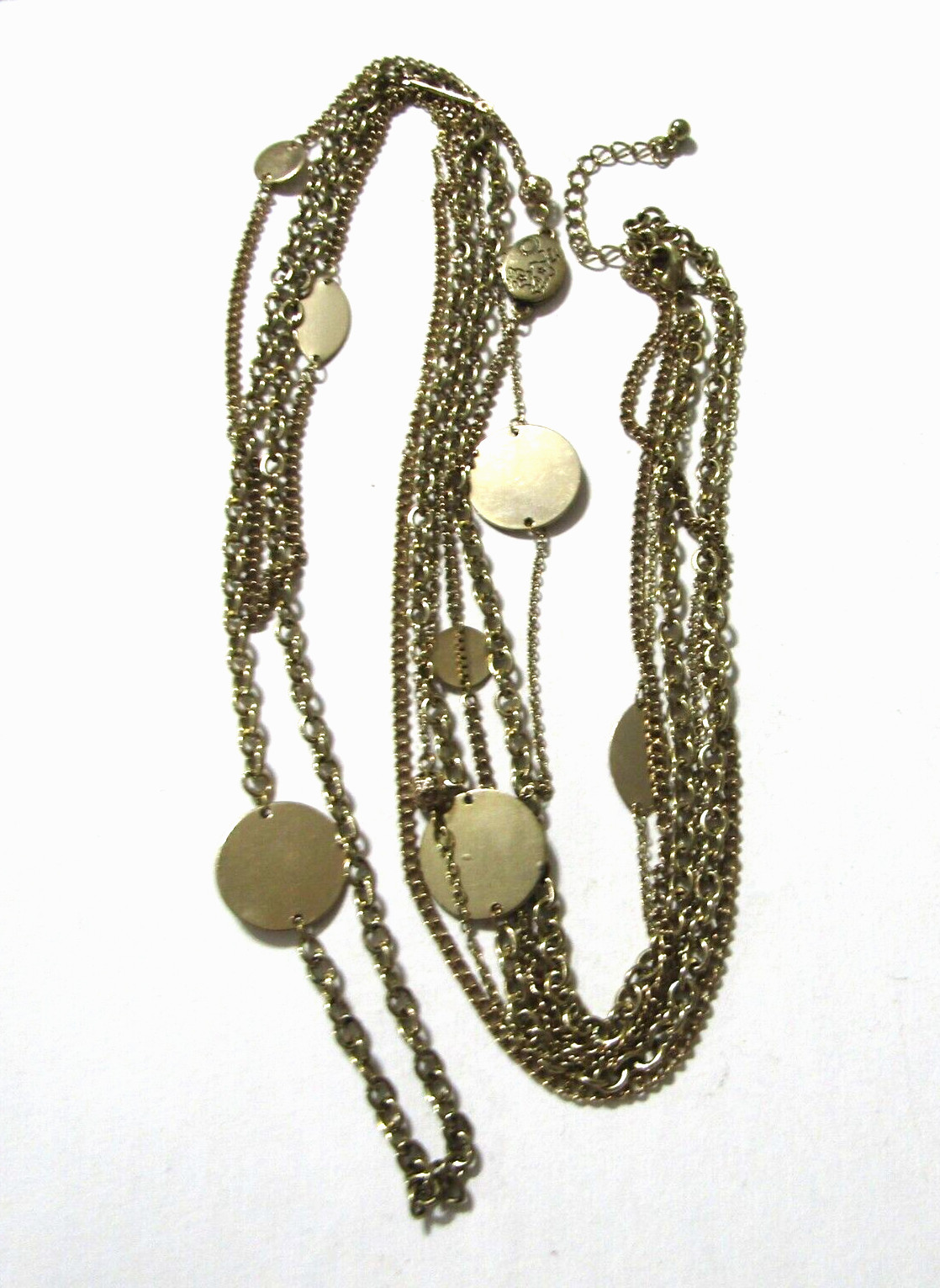 Gold Tone Triple Chain Station Necklace 7*32 to 34 inch