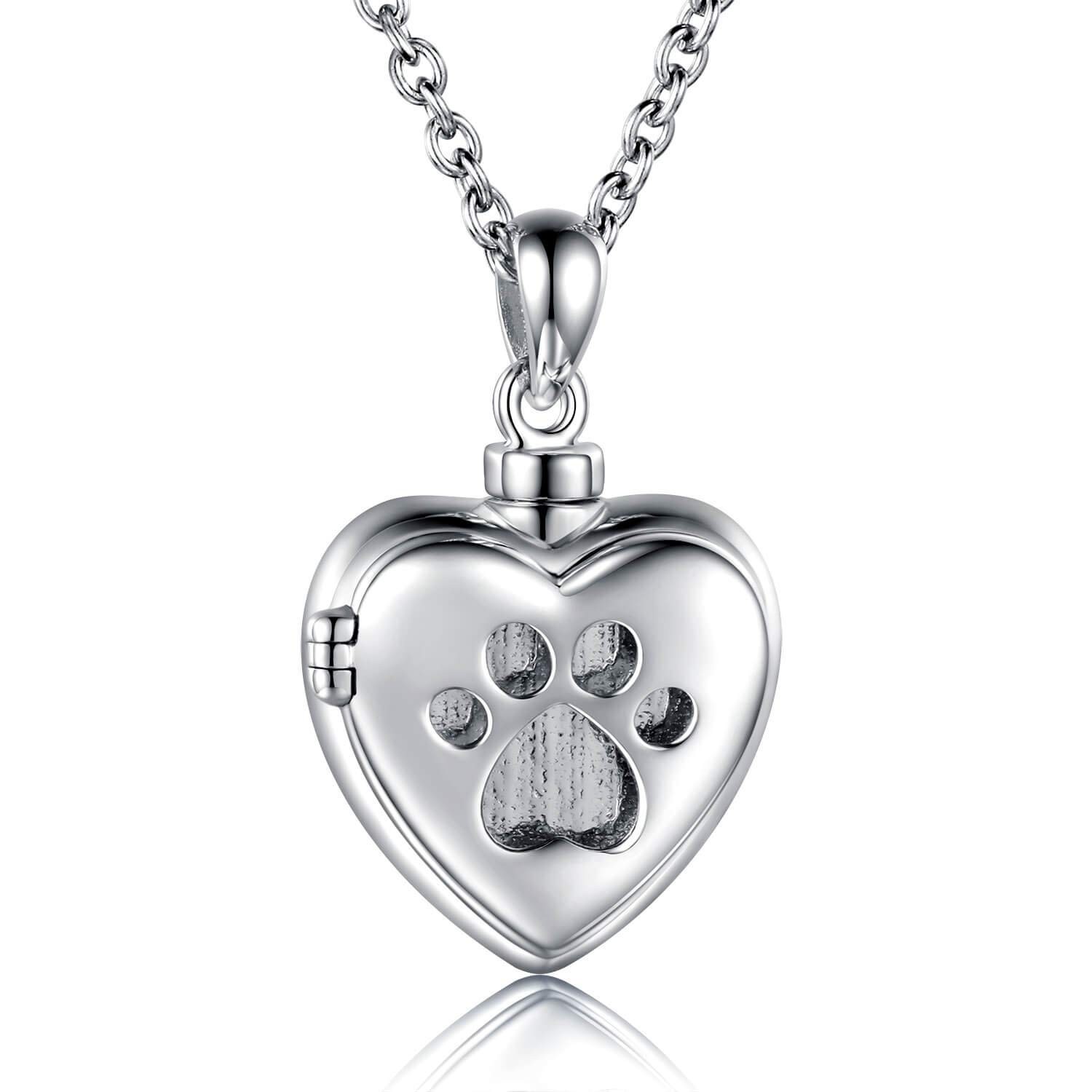 Sterling Silver Pet Ash Cremation Jewelry – Memorial Urn Pendant Necklace for Do