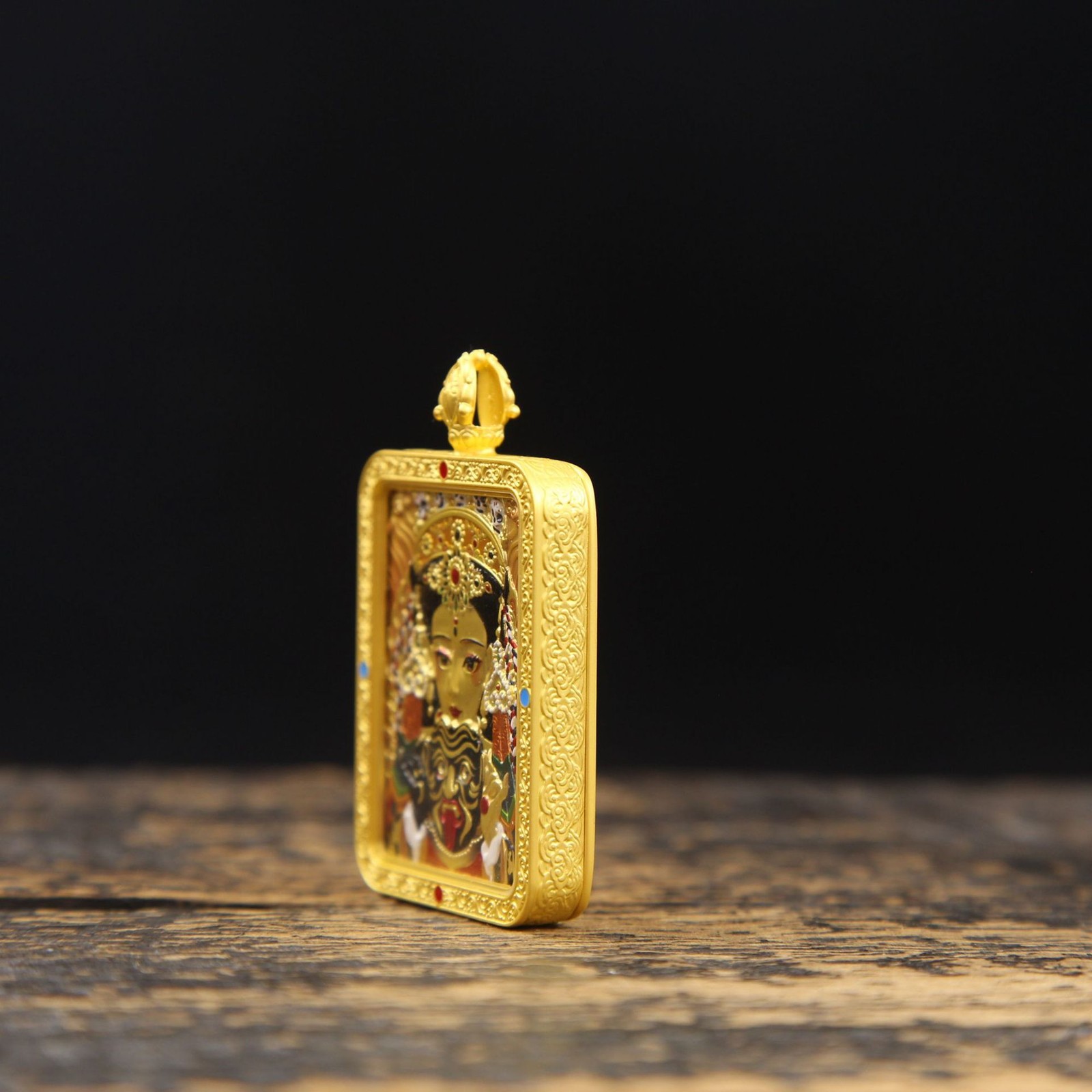 Tibetan Thangka Wuye Past Life and Present Life Buddha Card Amulet Necklace