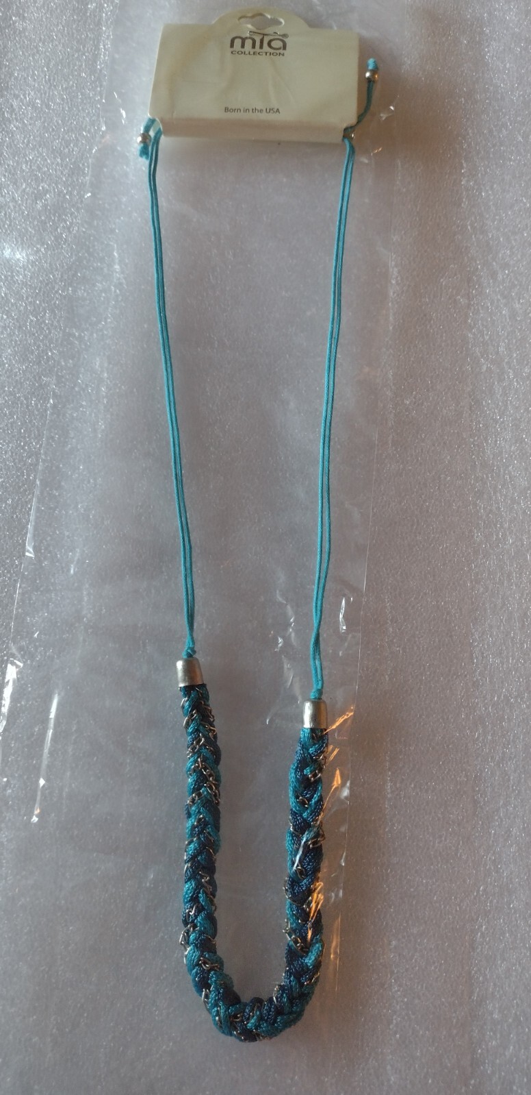 Mia Collection Necklace Blue Braided Adjustable Length