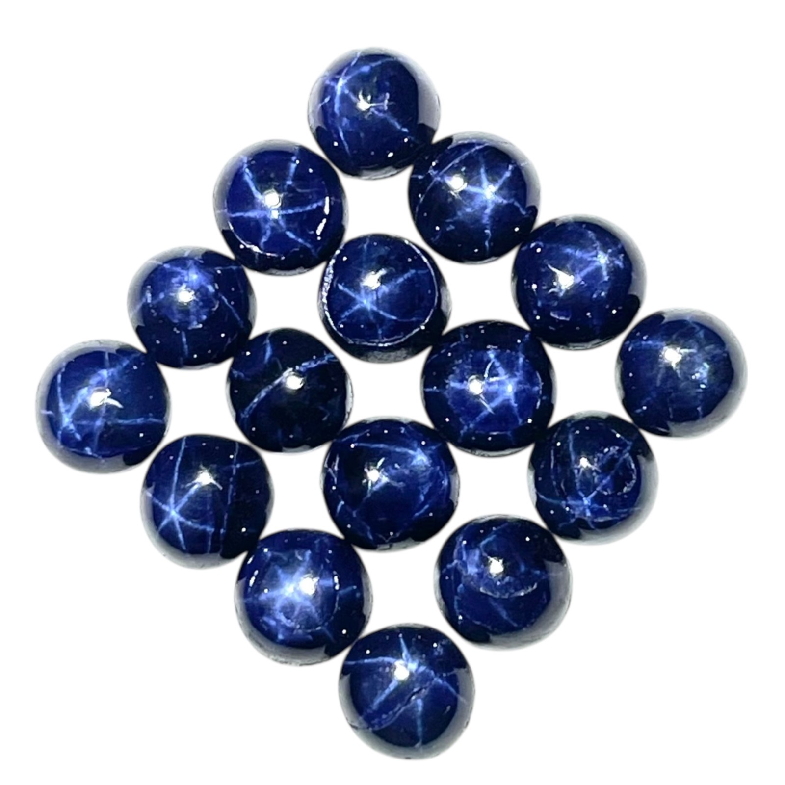16 Pcs Natural Star Blue Sapphire 4mm Round Loose Cabochon Gemstones Lot