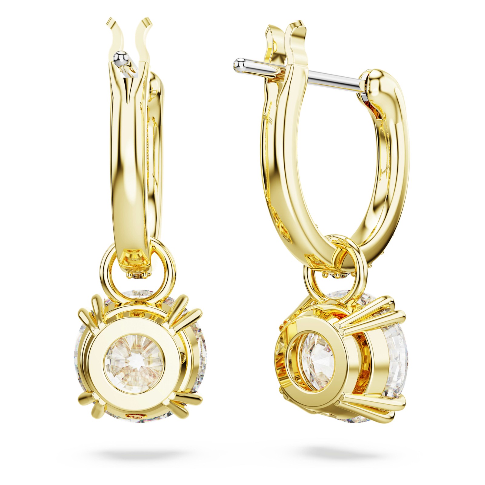 Swarovski Stilla Drop Earrings, Round Cut, White, Gold-Tone Plated 5638802