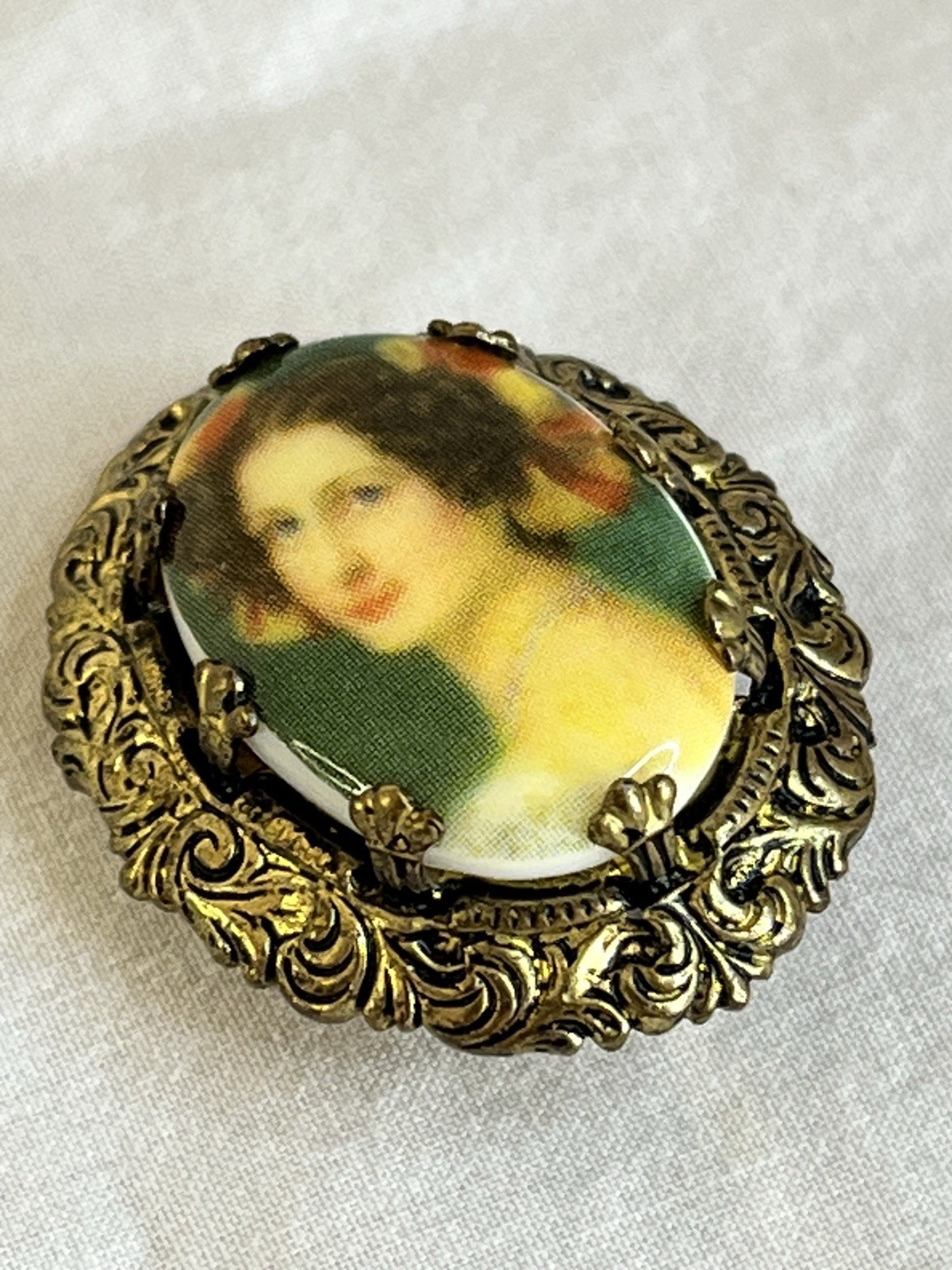 Vintage West Germany Porcelain Woman Necklace Pendant and Earrings Bridgerton St
