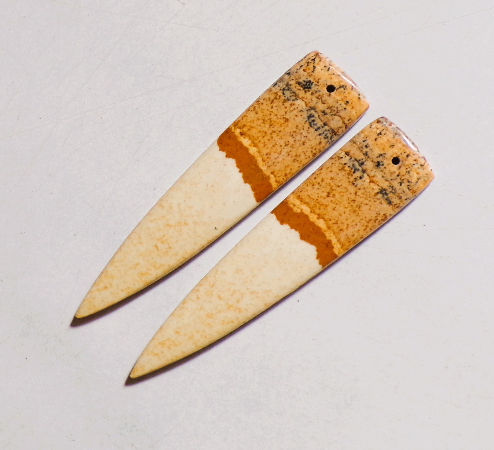 42.05 Cts Natural Picture Jasper Drilled Cabochon Match Pair Gemstone 53X12MM 24