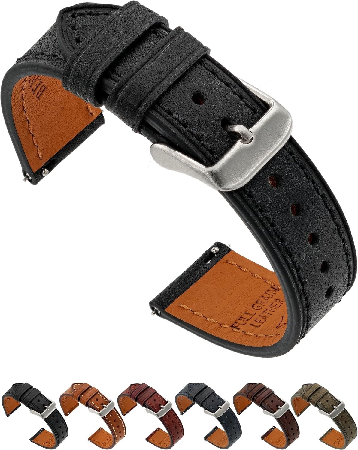 Full Grain Leather Watch Band – Quick Release Spring Bars