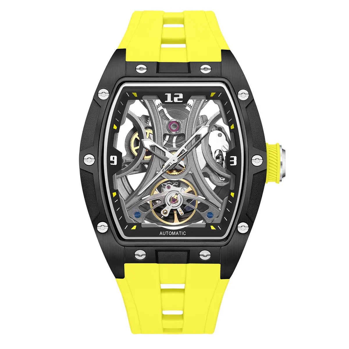 MEGIR Sports Automatic Mechanical Men Watch Skeleton Waterproof Stainless Steel