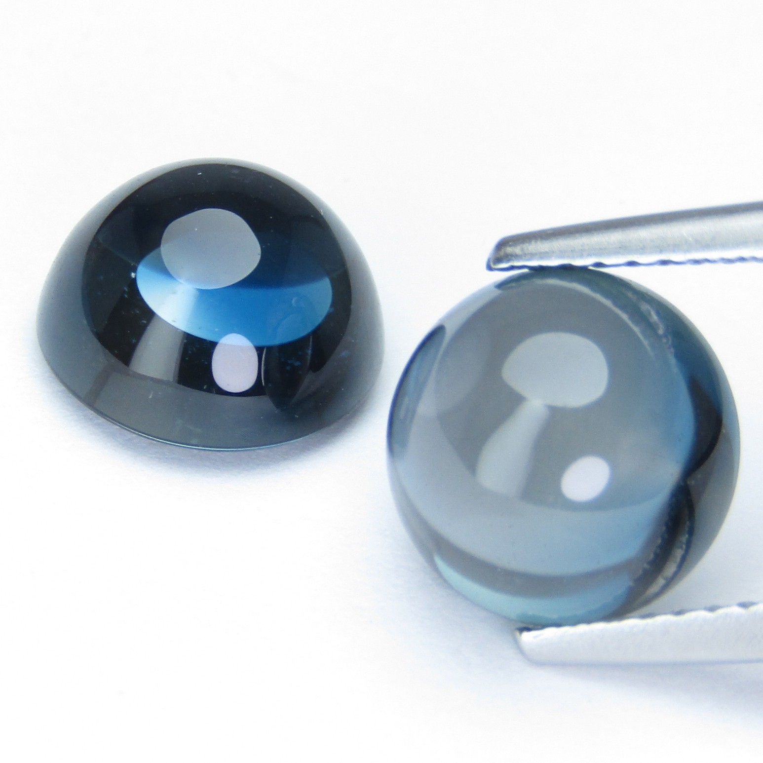 7.83Cts Fabulous Natural London Blue Topaz Cabochon Round Shape 9mm Pair Gems