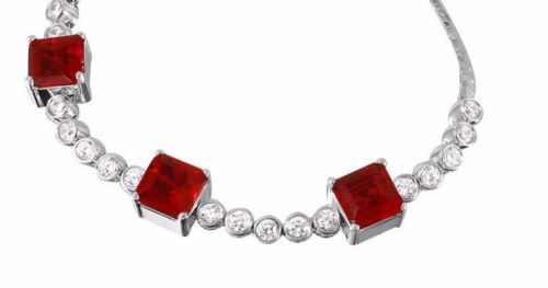 PAST/PRESENT/FUTURE BRACELET W/ 8.50 CT ACCENTS / RUBY 925 STERLING SILVER