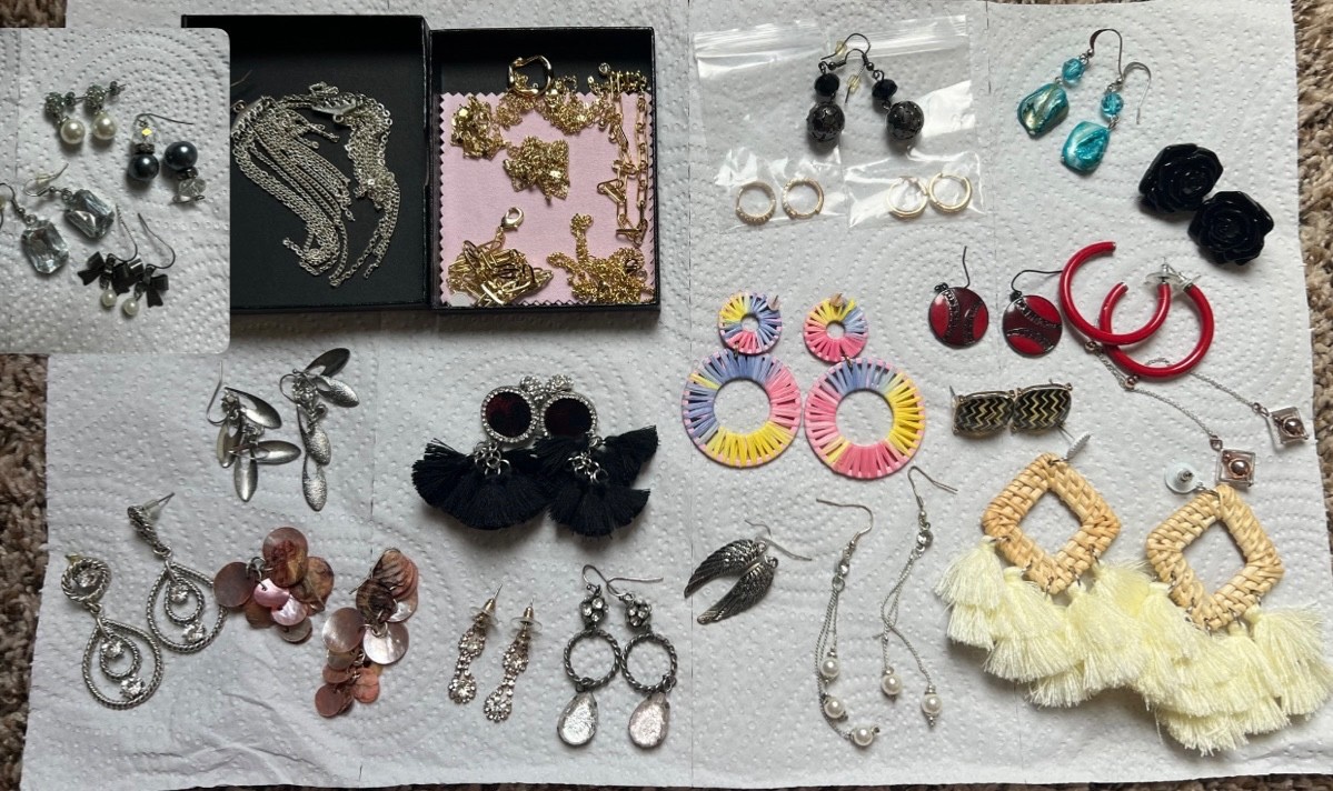 Earring lot 25 pairs! Dangly colorful diamond big hoops gold teardrop