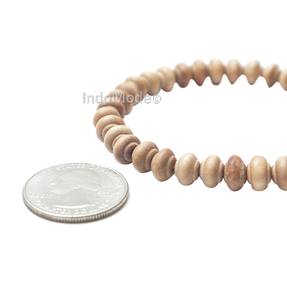 Small Handmade Adjustable Contoured-Bead Sandalwood Prayer Bead Tasbih Bracelet