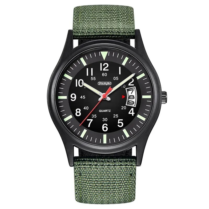 Men’s Military Army Luminous 24 Hours Dial Nylon Strap Date Quartz Wrist Watch