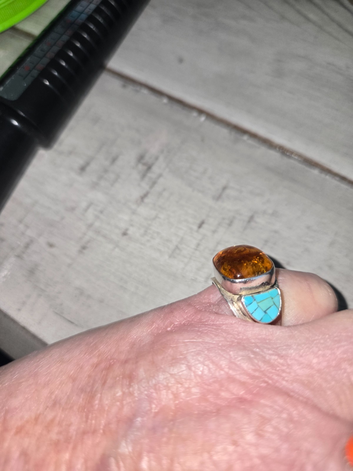 JAY KING DTR Amber & Turquoise Sterling Silver Ring Size 6.5